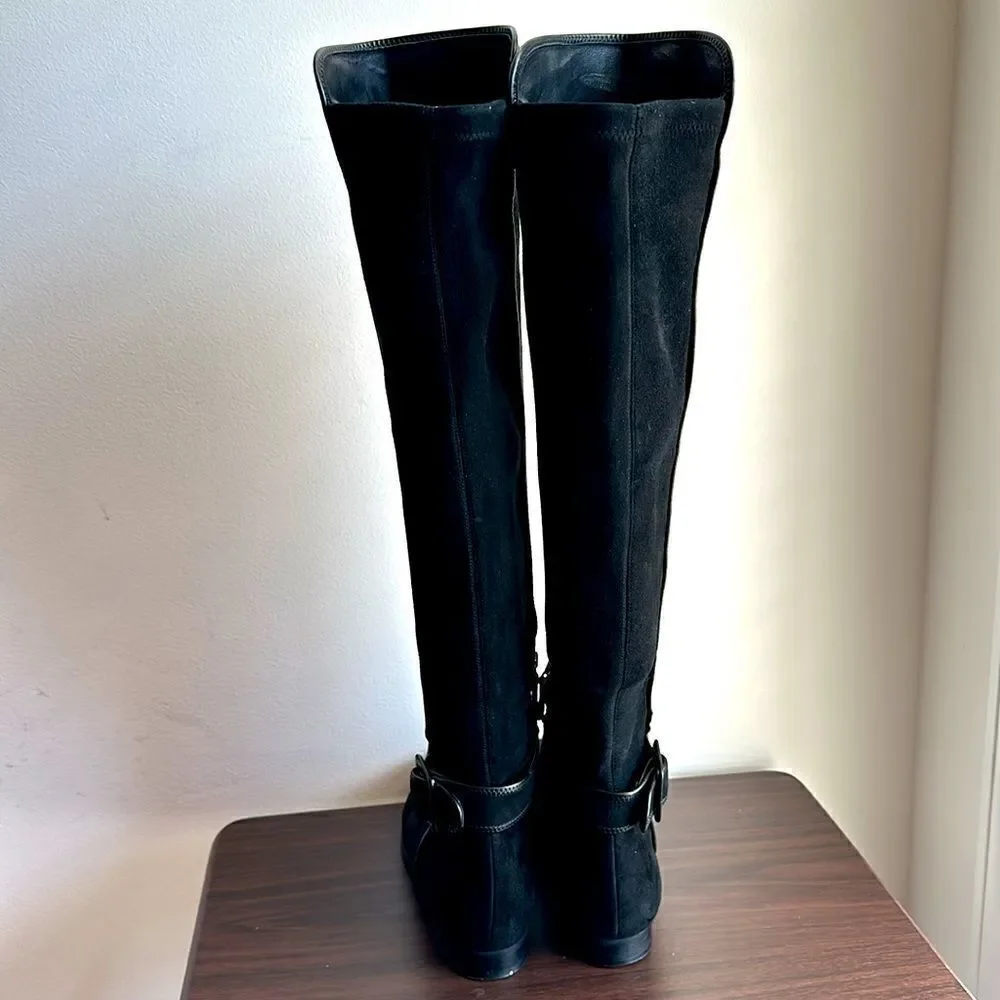 LK Bennett Delila Black Suede Over the Knee Boot Sz 38.5